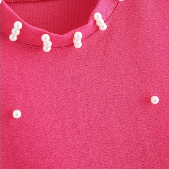 🆕High neck pearl detail pink dress - Picture 3 of 6